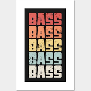 Retro 70s BASS Fishing Text Posters and Art